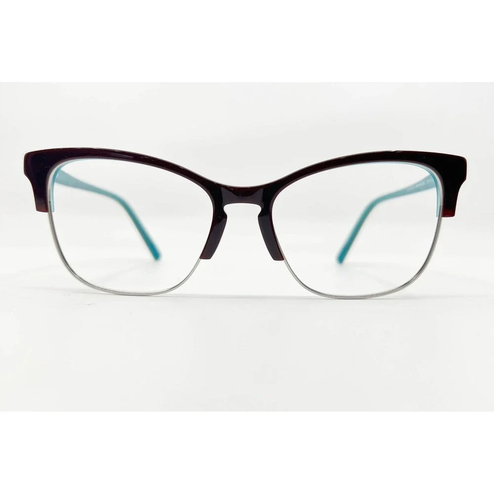 American Angel Eyeglasses Womens Brown Teal Cat Eye AA W1001 52-17-135